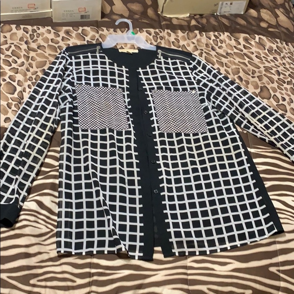 Checkered black Micheal Kors top